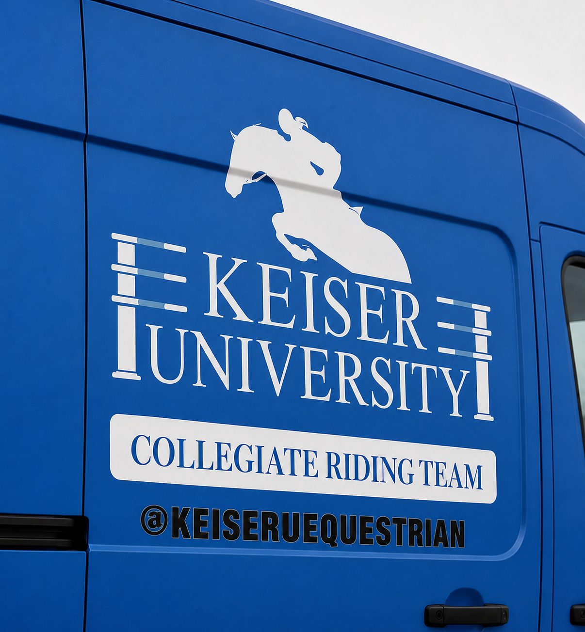 Keiser University Vehicle Wrap - Keiser Logo and Social Handle