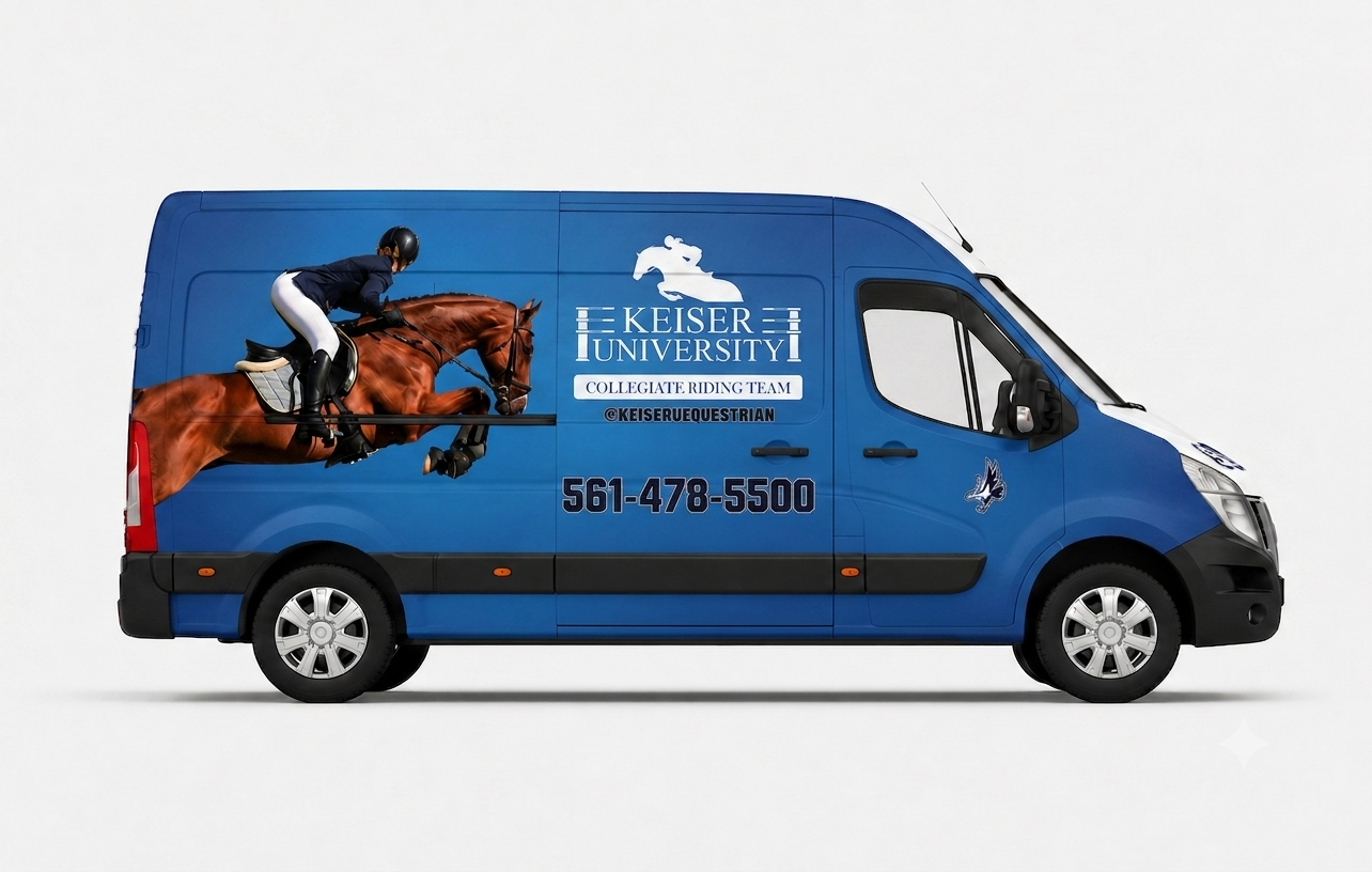 Keiser University Vehicle Wrap - Passenger's Angle