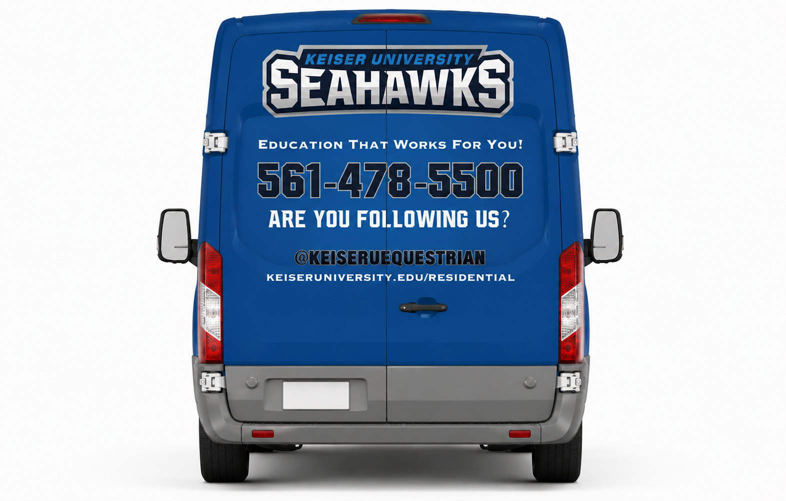 Keiser University Vehicle Wrap - Rear View