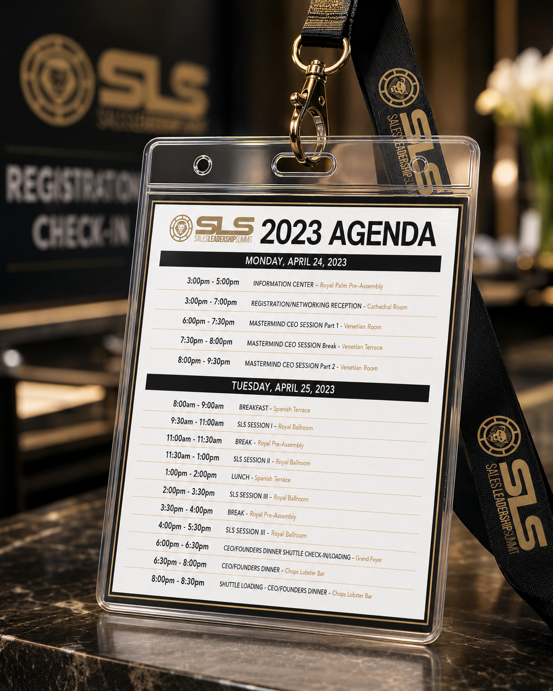 SLS Lanyard Insert Agenda Card