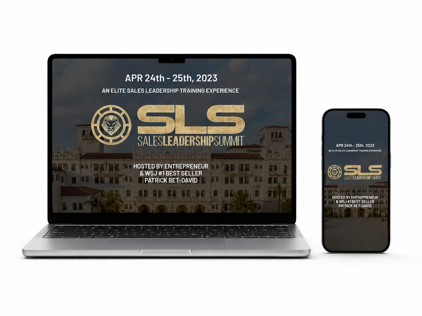 SLS Website Mockup on Desktop and Mobile
